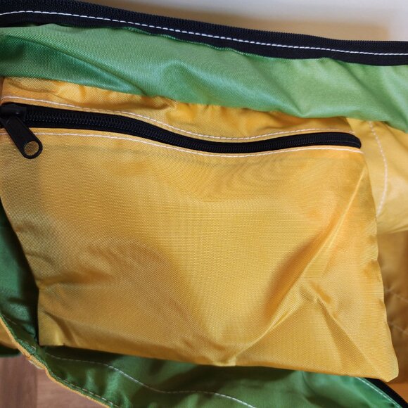 LL Bean Vintage 80s Nylon Boat and Tote Bag XL Bright Yellow and Green Like New - Picture 4 of 7